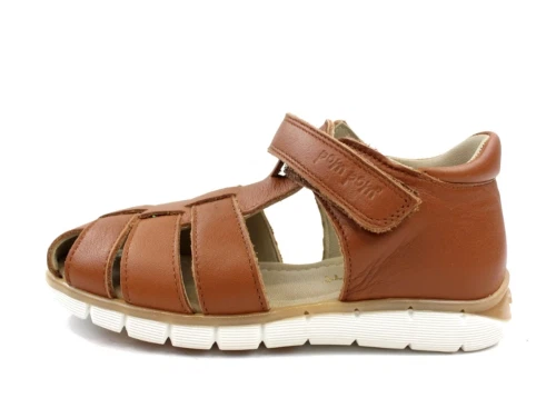 Pom Pom sandal camel med velcro